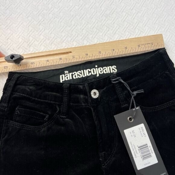 Brand New Parasuco Womens 25 Black Velvet Sofia Fit Mid Low Rise y2k Jeans - Picture 12 of 15